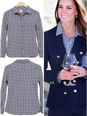 GAP Boyfriend Shirt Blue Gingham Button Down Cotton Breezy XS